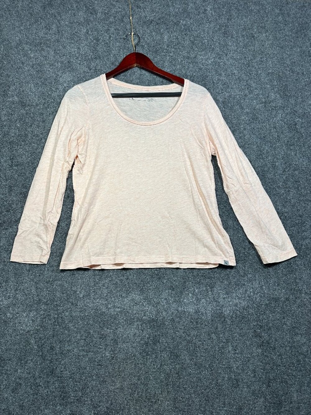 Eddie Bauer Top Womens PS Orange Cotton Knit Tee Long Sleeve Pullover Logo